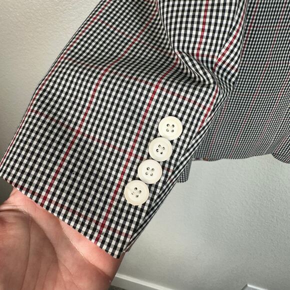 Paisley & Gray Mens Dover Notch Slim Fit Blazer Suit Jacket Black Red Check 40R - Picture 10 of 15